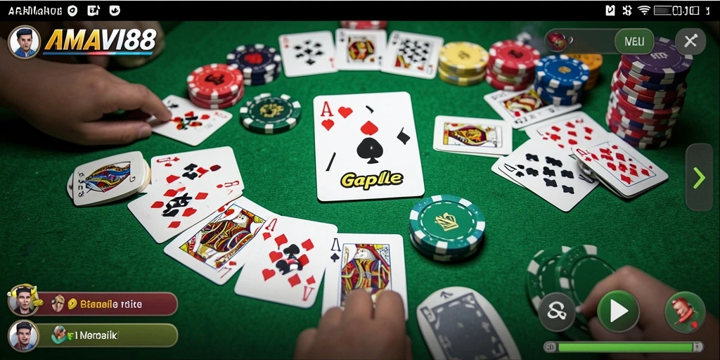 Tampilan gameplay Gaple yang seru dan interaktif di AMAVI88.
