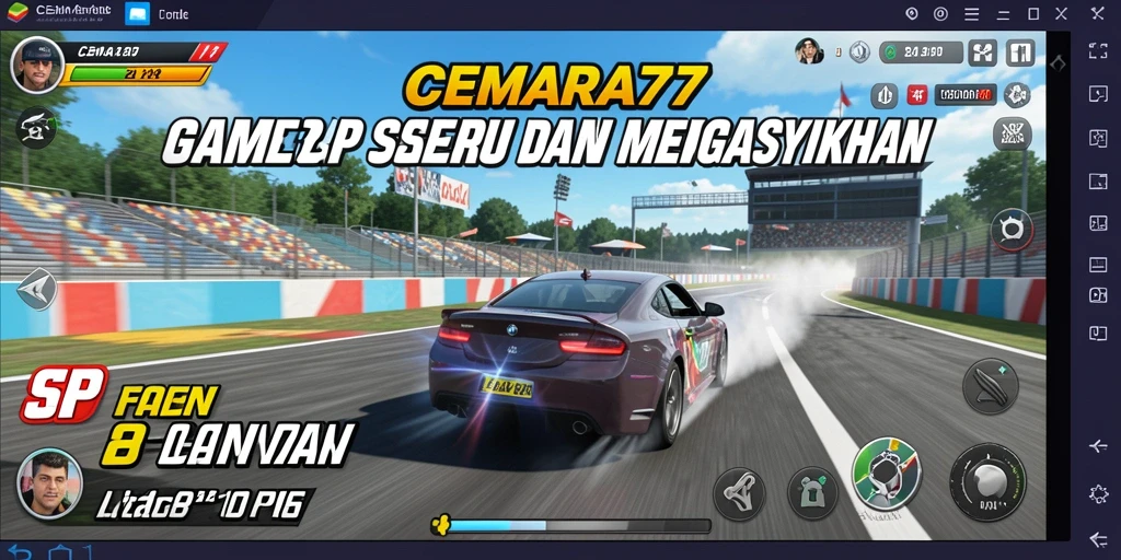 Screenshot utama CEMARA77 yang menampilkan aksi balap yang mendebarkan.
