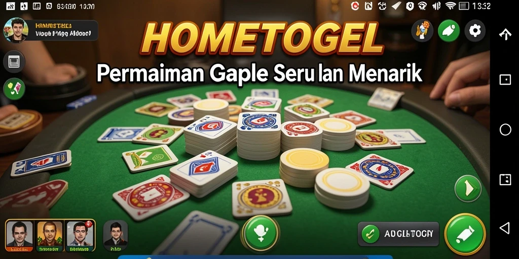 Screenshot gameplay HOMETOGEL menampilkan suasana bermain Gaple yang seru.