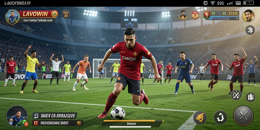 Tampilan gameplay seru dari LAVOWIN yang menampilkan pertarungan olahraga.