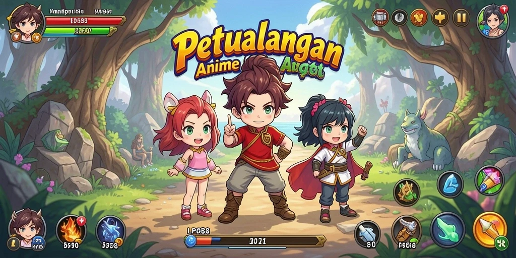 Tangkapan layar gameplay LPO88 yang menampilkan pertarungan karakter Anime.