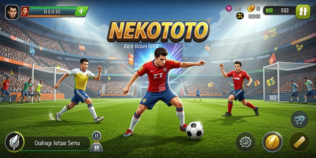 Tampilan gameplay NEKOTOTO dengan karakter olahraga yang kompetitif.