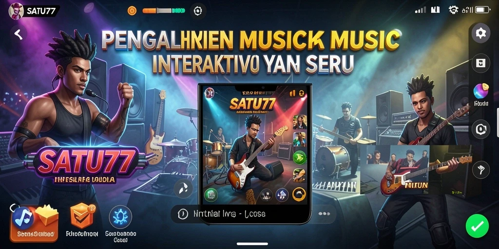 Tampilan gameplay SATU77 dengan aksi musik yang penuh semangat.