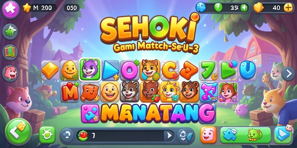 Screenshot SEHOKI menampilkan gameplay Match-3 yang menarik dan penuh warna.