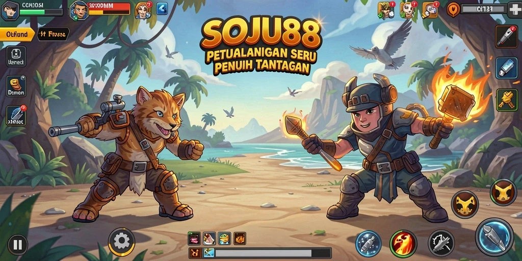 Tampilan gameplay petualangan yang seru dan penuh warna.